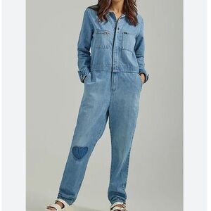 Lee Vintage Modern Denim Jean Union Alls Coveralls Jumpsuit Heart Patch small